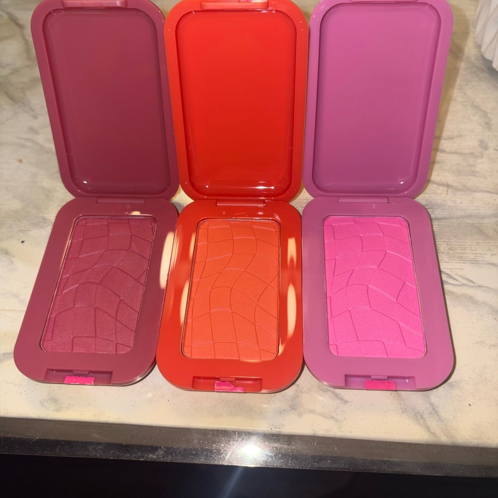 NYX Trio Creamy Powder Blushes in Berry, Coral, Bright Pink